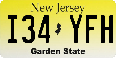 NJ license plate I34YFH