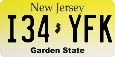 NJ license plate I34YFK