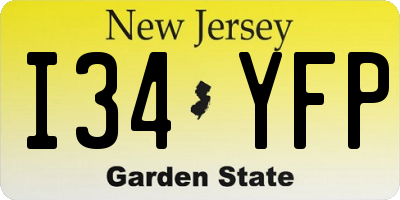 NJ license plate I34YFP