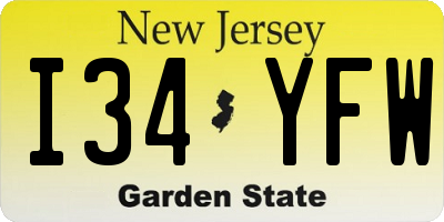 NJ license plate I34YFW
