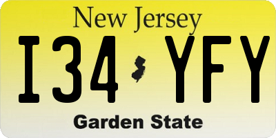 NJ license plate I34YFY