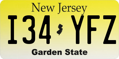 NJ license plate I34YFZ