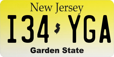 NJ license plate I34YGA