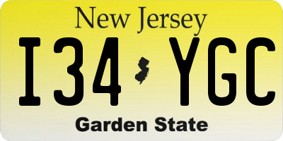 NJ license plate I34YGC