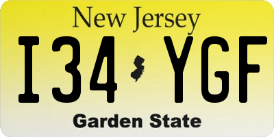 NJ license plate I34YGF