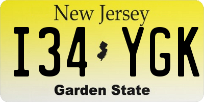 NJ license plate I34YGK