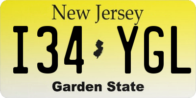 NJ license plate I34YGL