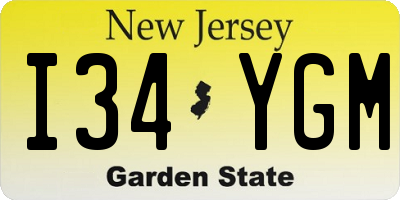 NJ license plate I34YGM