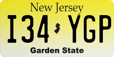 NJ license plate I34YGP