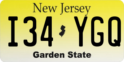NJ license plate I34YGQ