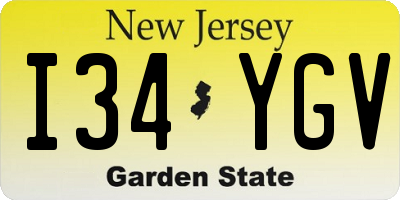 NJ license plate I34YGV
