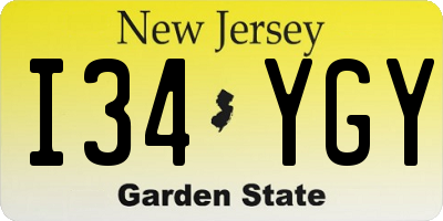NJ license plate I34YGY