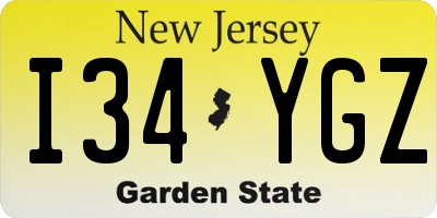 NJ license plate I34YGZ