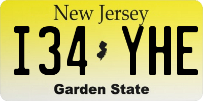 NJ license plate I34YHE