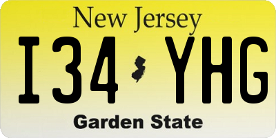NJ license plate I34YHG
