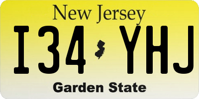 NJ license plate I34YHJ