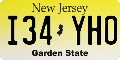 NJ license plate I34YHO