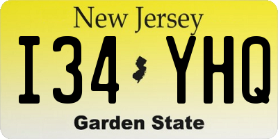 NJ license plate I34YHQ