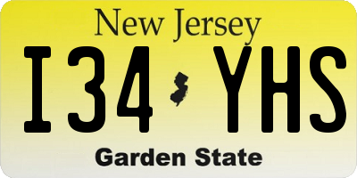 NJ license plate I34YHS