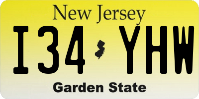 NJ license plate I34YHW