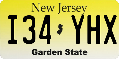 NJ license plate I34YHX