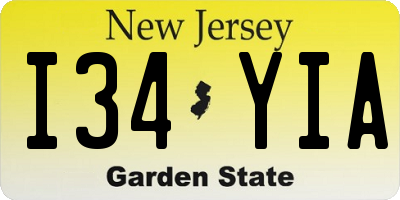 NJ license plate I34YIA