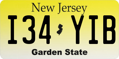 NJ license plate I34YIB
