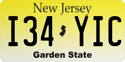NJ license plate I34YIC