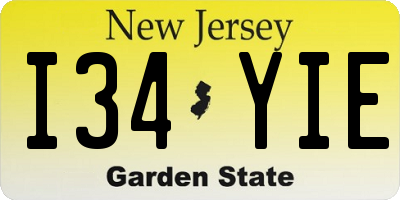 NJ license plate I34YIE