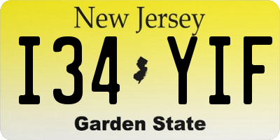 NJ license plate I34YIF