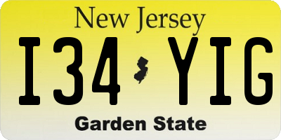 NJ license plate I34YIG