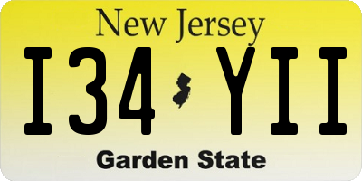 NJ license plate I34YII