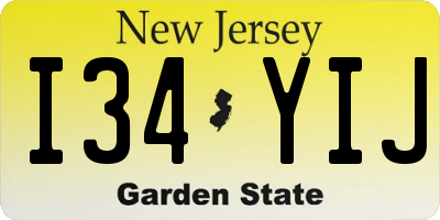 NJ license plate I34YIJ