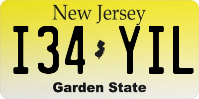 NJ license plate I34YIL