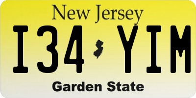 NJ license plate I34YIM