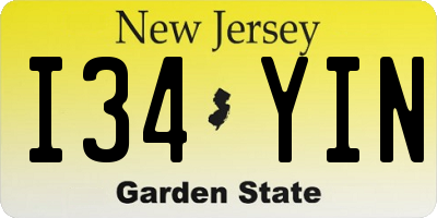 NJ license plate I34YIN