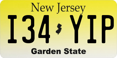 NJ license plate I34YIP