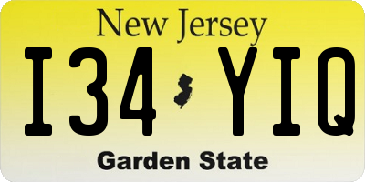 NJ license plate I34YIQ