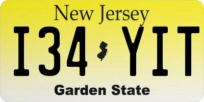 NJ license plate I34YIT