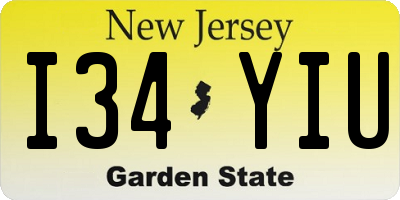 NJ license plate I34YIU