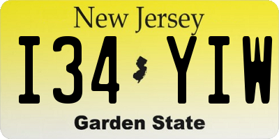NJ license plate I34YIW