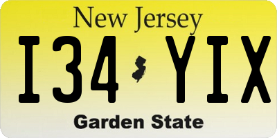 NJ license plate I34YIX