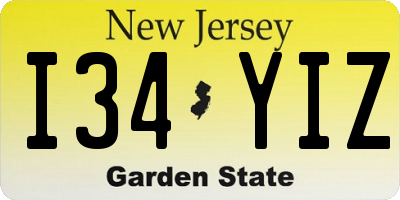 NJ license plate I34YIZ