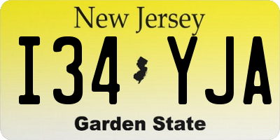 NJ license plate I34YJA