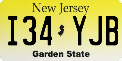 NJ license plate I34YJB