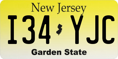 NJ license plate I34YJC
