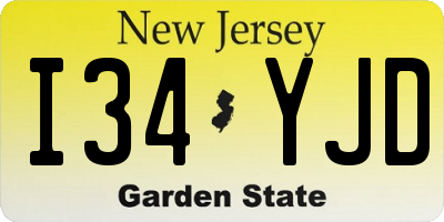 NJ license plate I34YJD