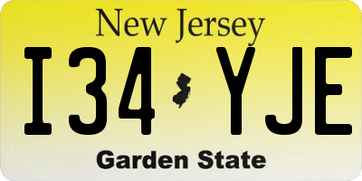 NJ license plate I34YJE