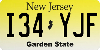 NJ license plate I34YJF