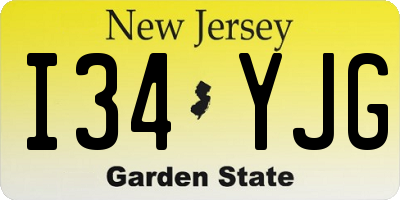 NJ license plate I34YJG
